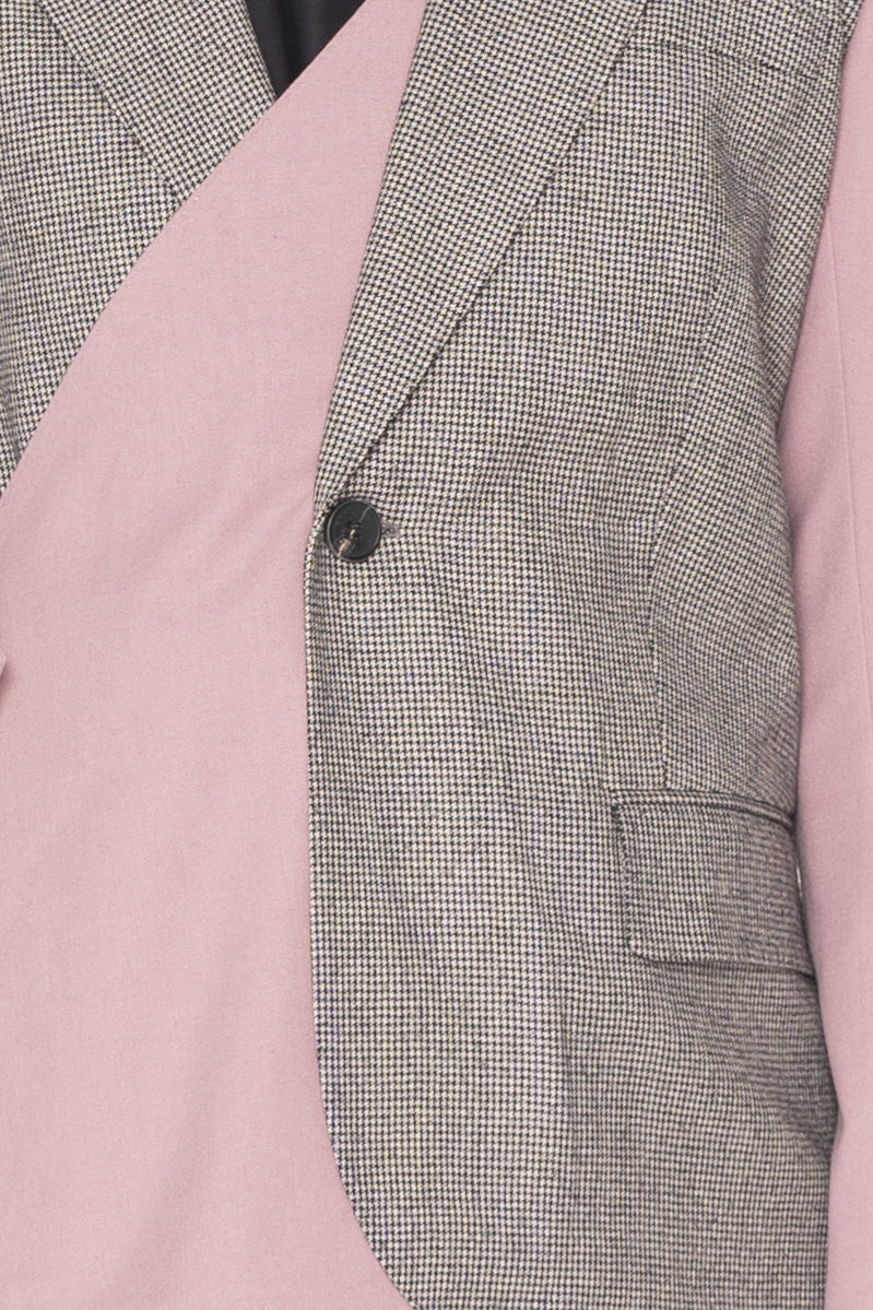 Wool Pink and Grey Deconstructed Blazer