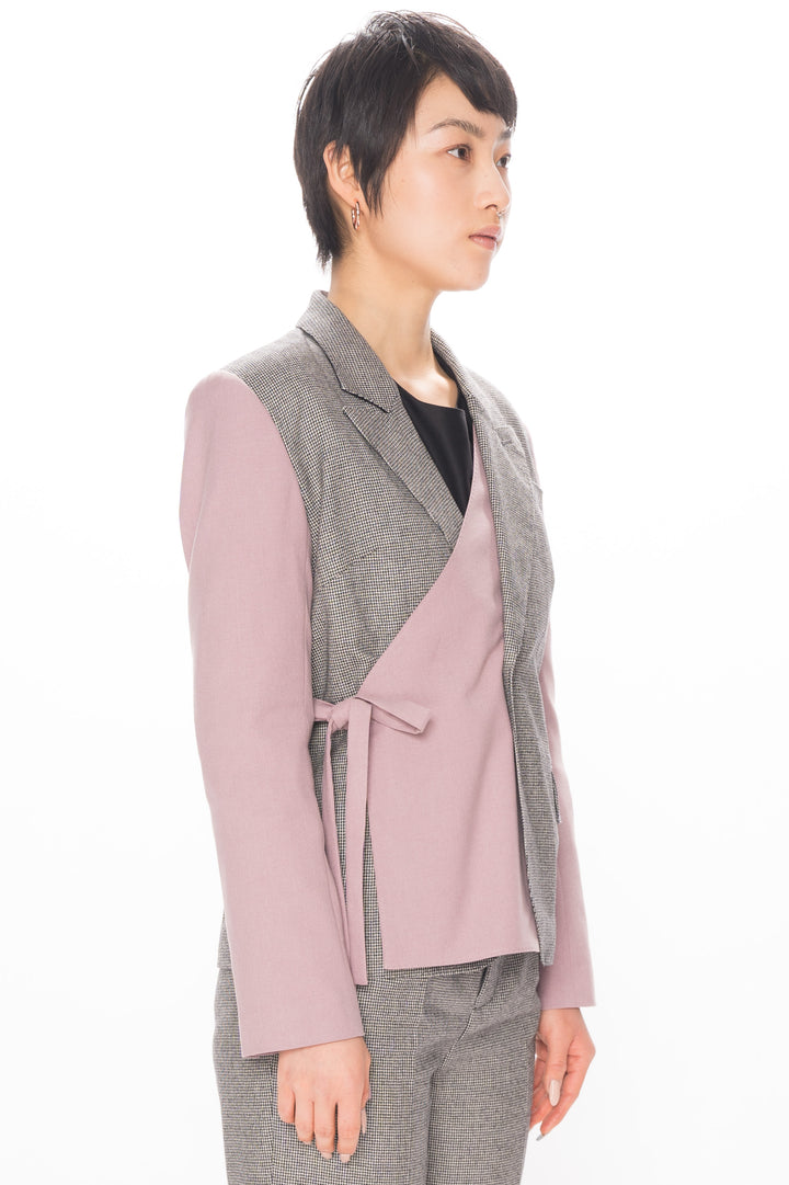 Wool Pink and Grey Deconstructed Blazer