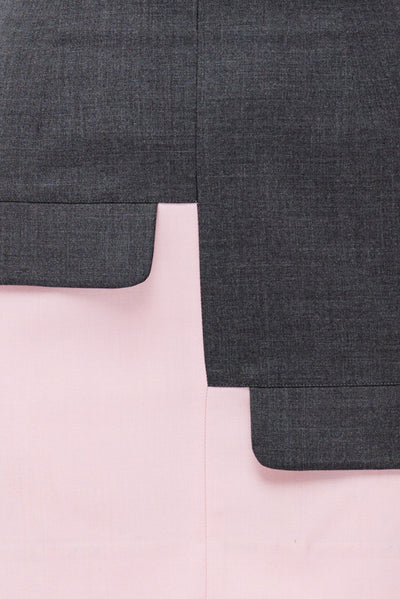 Wool Pink and Grey Asymmetric Mini Skirt
