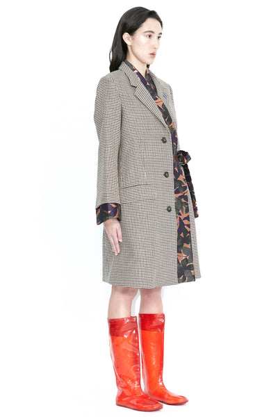Wool and Brocade Self Tie Coat