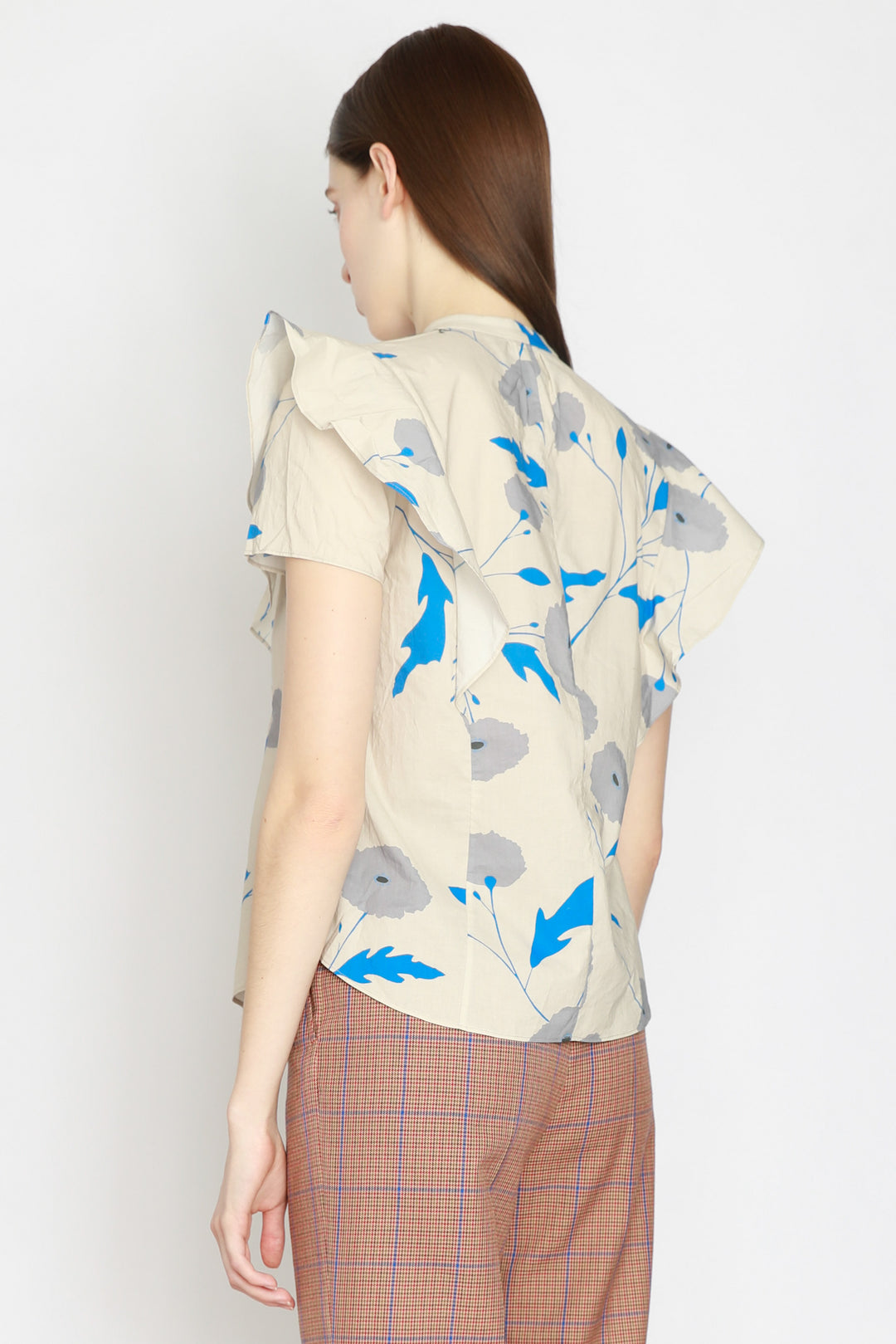 Blusa con estampado floral en beige