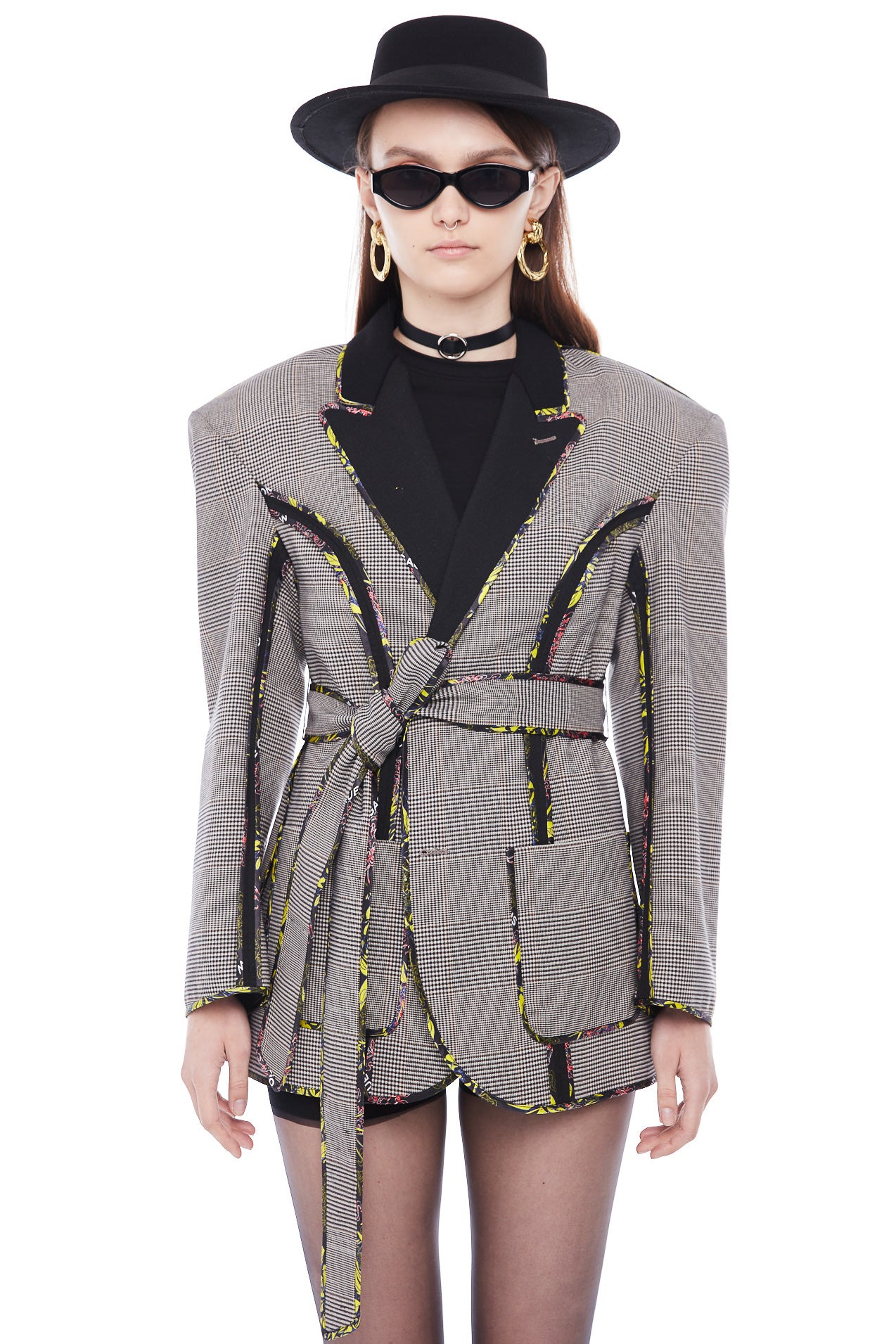 Wool and Silk Piping Oversized Drop Shoulder Jacket
