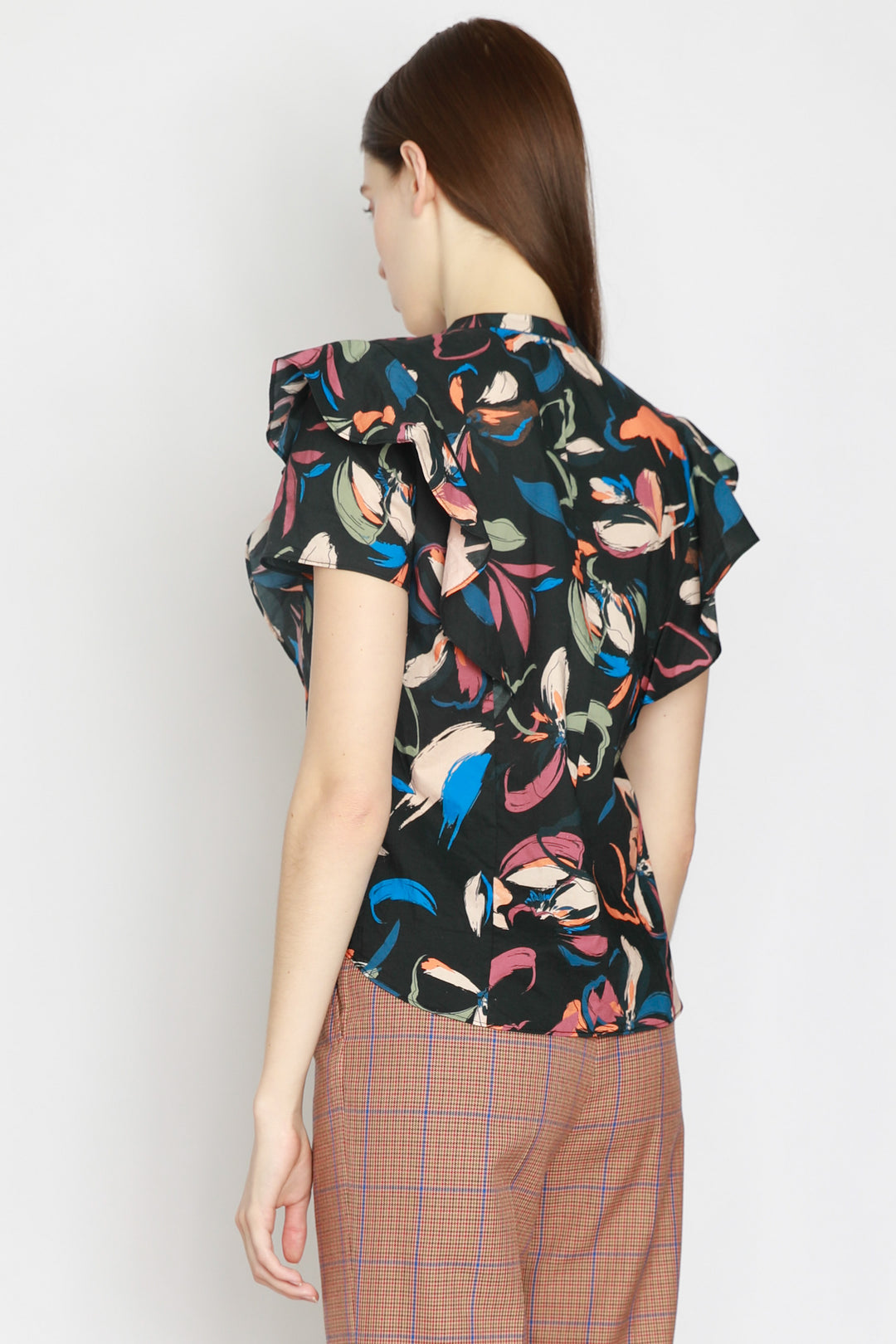 Blusa con estampado floral negra