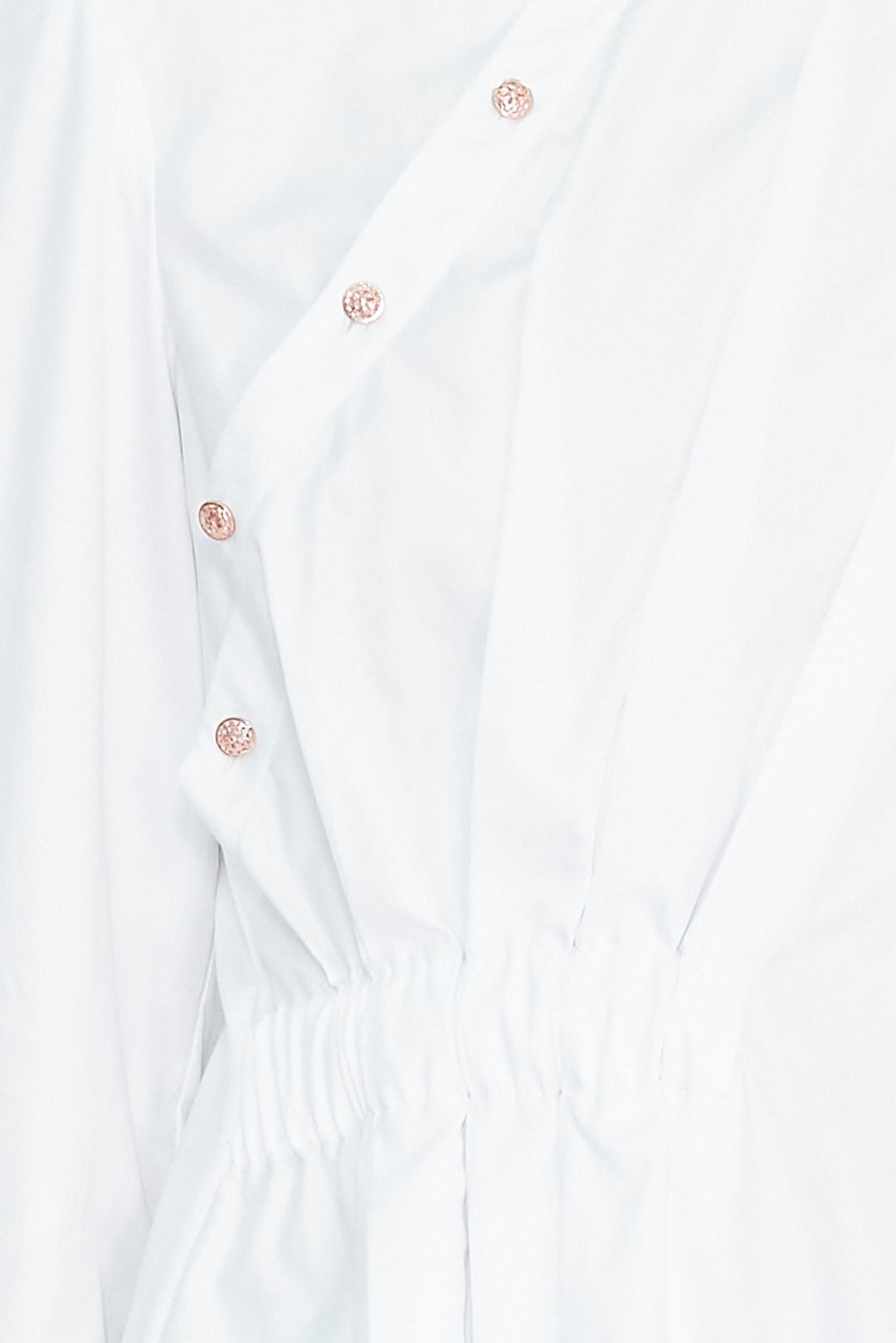 White Pleated Button-Down Shirt