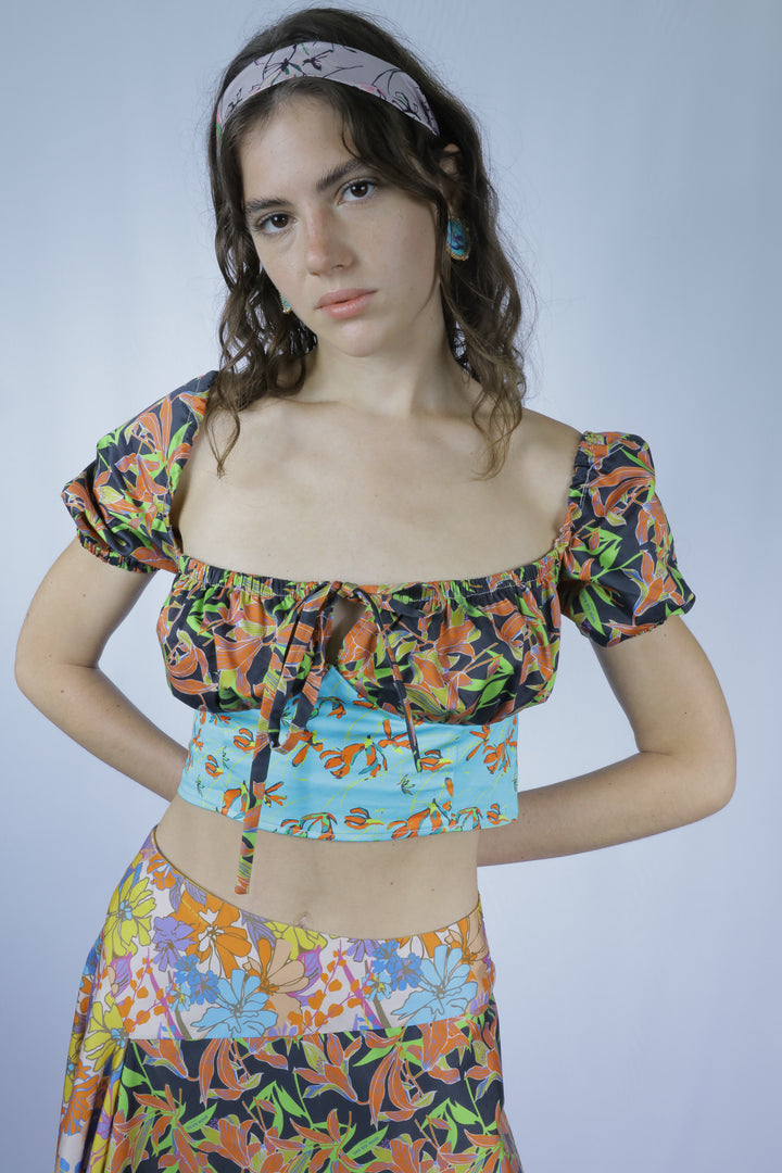 Top de mucama con estampado floral 