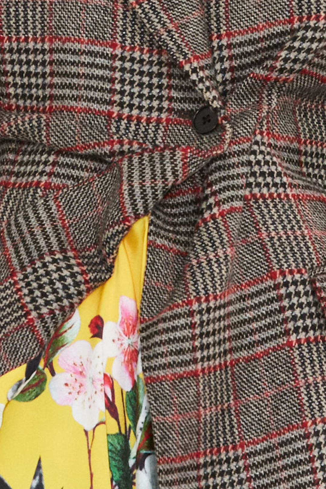 Wool and Silk Printed Brown Yellow Plaid Blazer