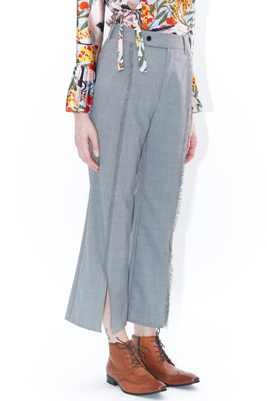 Wool Grey Split Seam Wool Pants