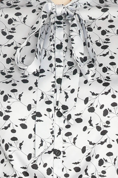 Silk Printed Black and White Floral Blouse