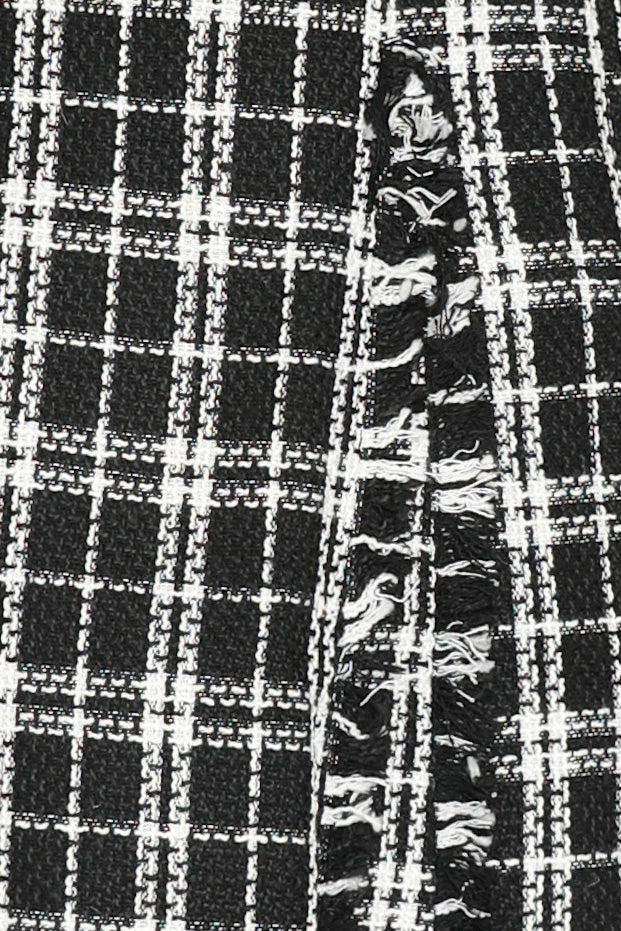 Wool Black White Plaid Midi Skirt