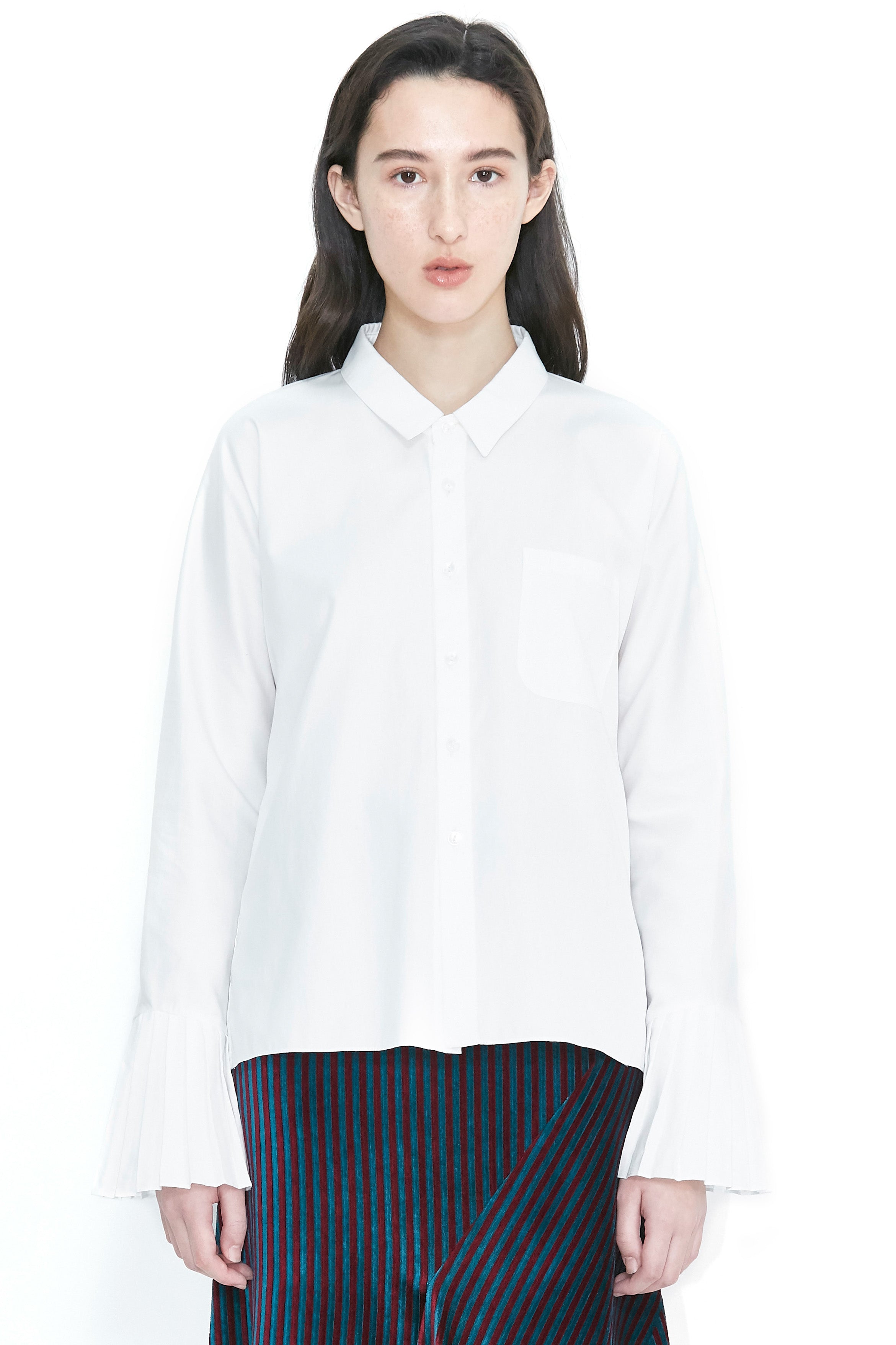 Camisa blanca plisada on sale