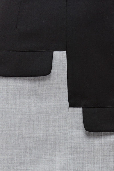 Black and Grey Wool Asymmetric Mini Skirt
