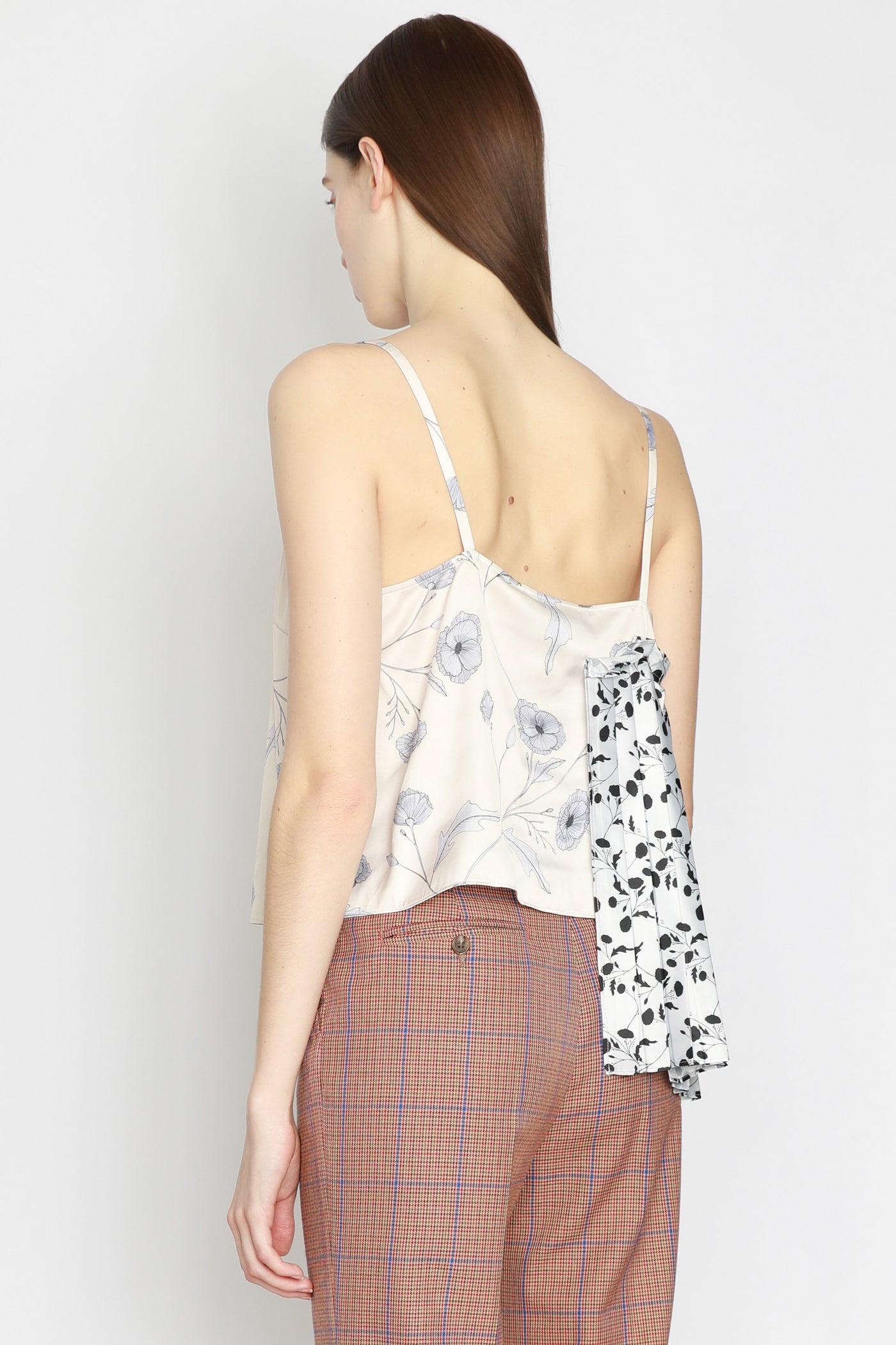 Silk Printed Champagne Floral Camisole Top
