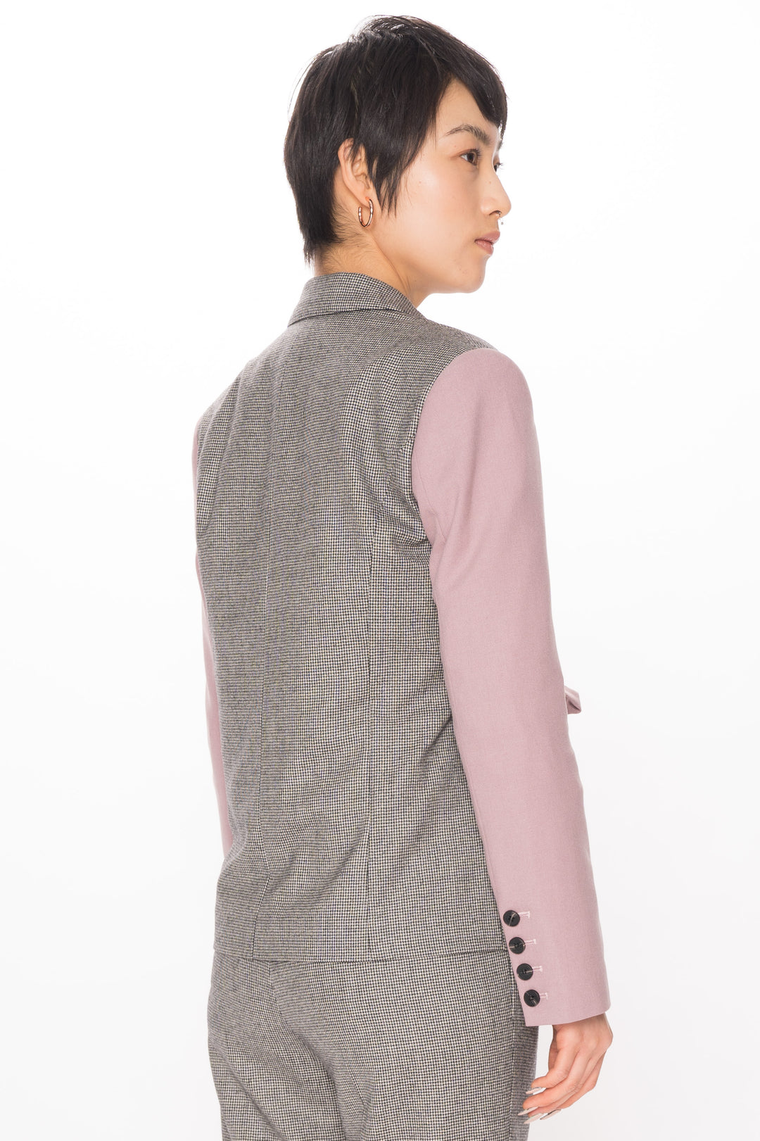 Wool Pink and Grey Deconstructed Blazer