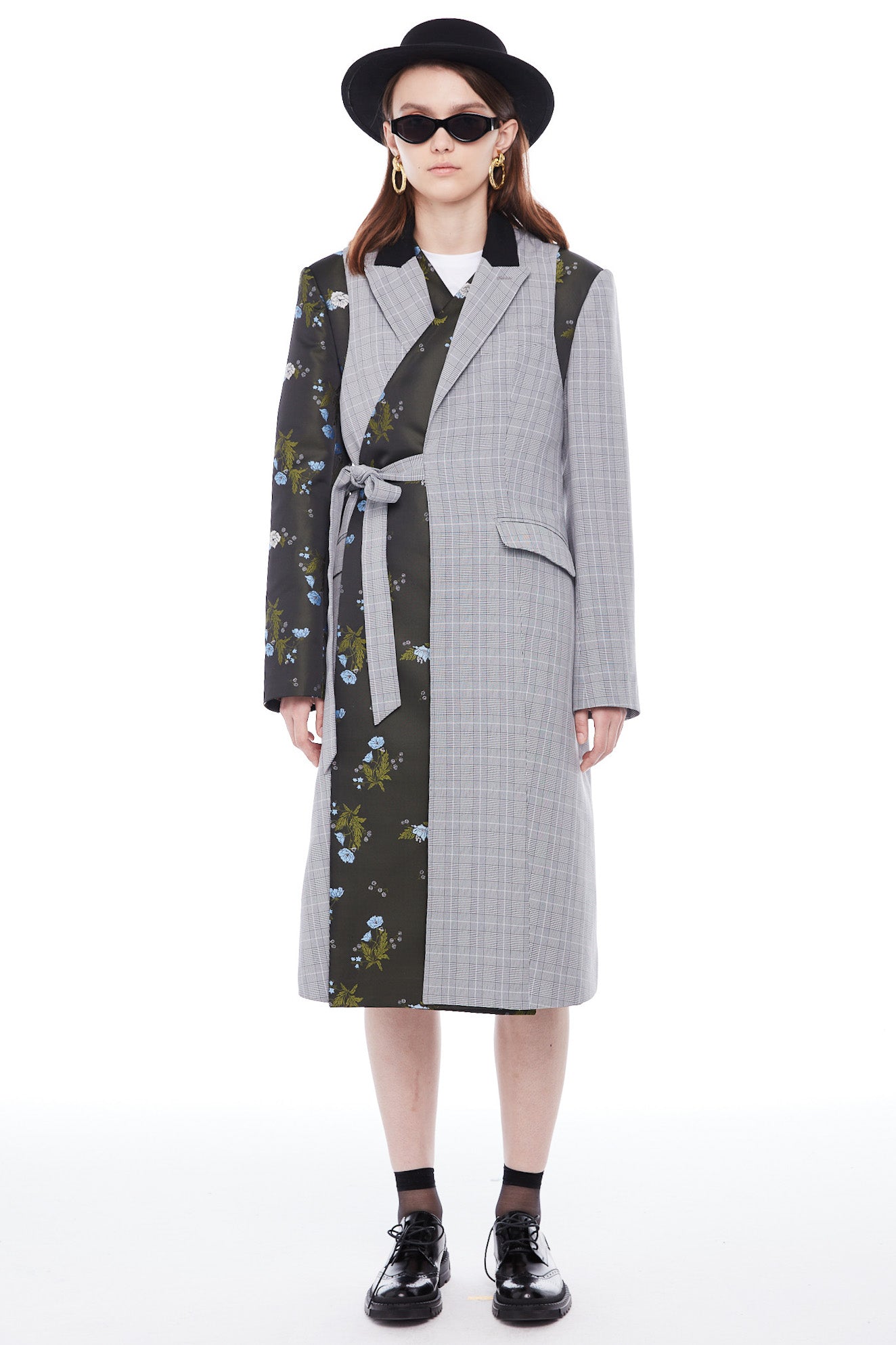 Wool and Brocade Grey Deconstructed Coat