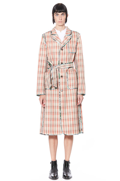 Light Wool and Silk Piping Beige Coat