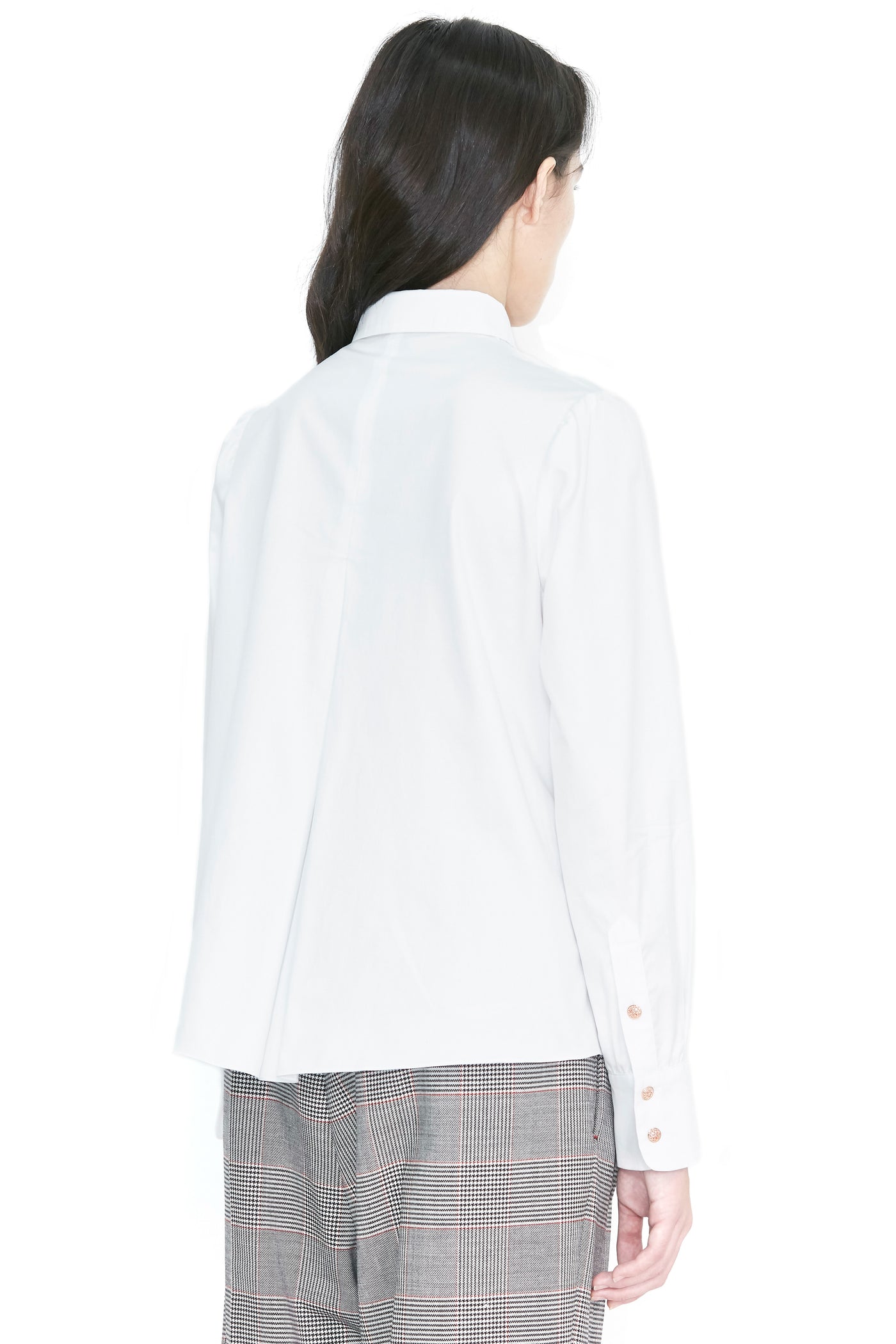 White Pleated Button-Down Shirt