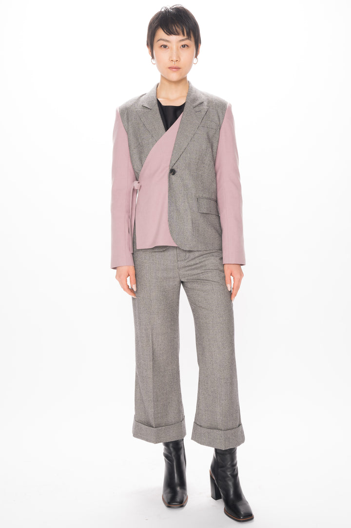 Wool Pink and Grey Deconstructed Blazer