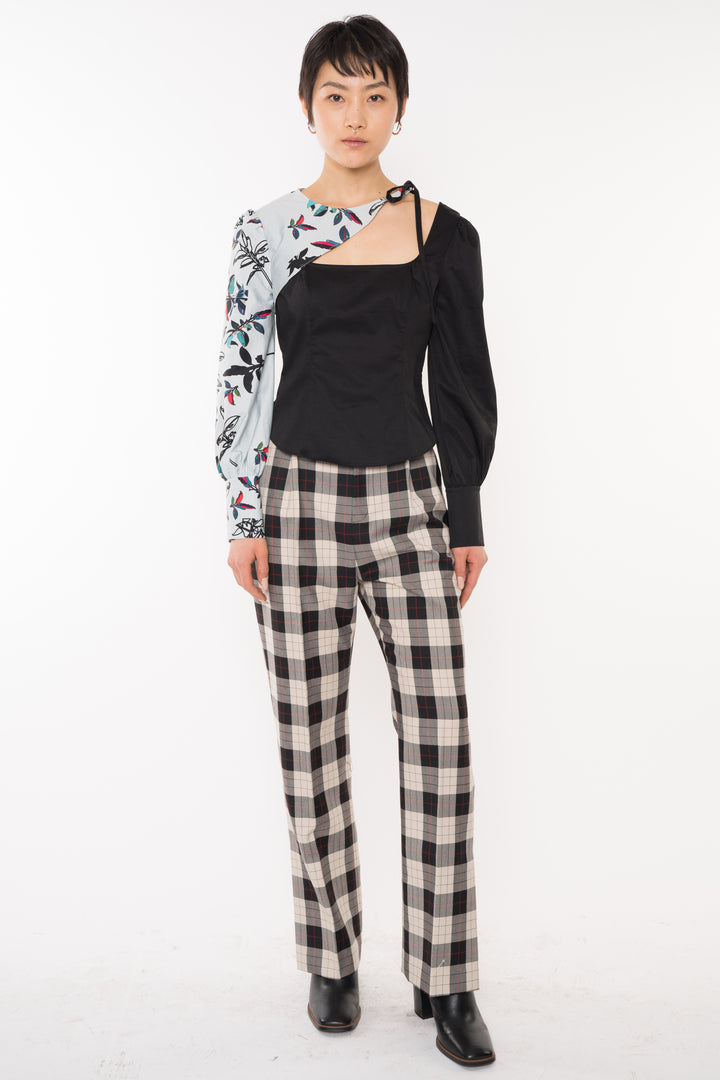 Wool Black and White Plaid Pants