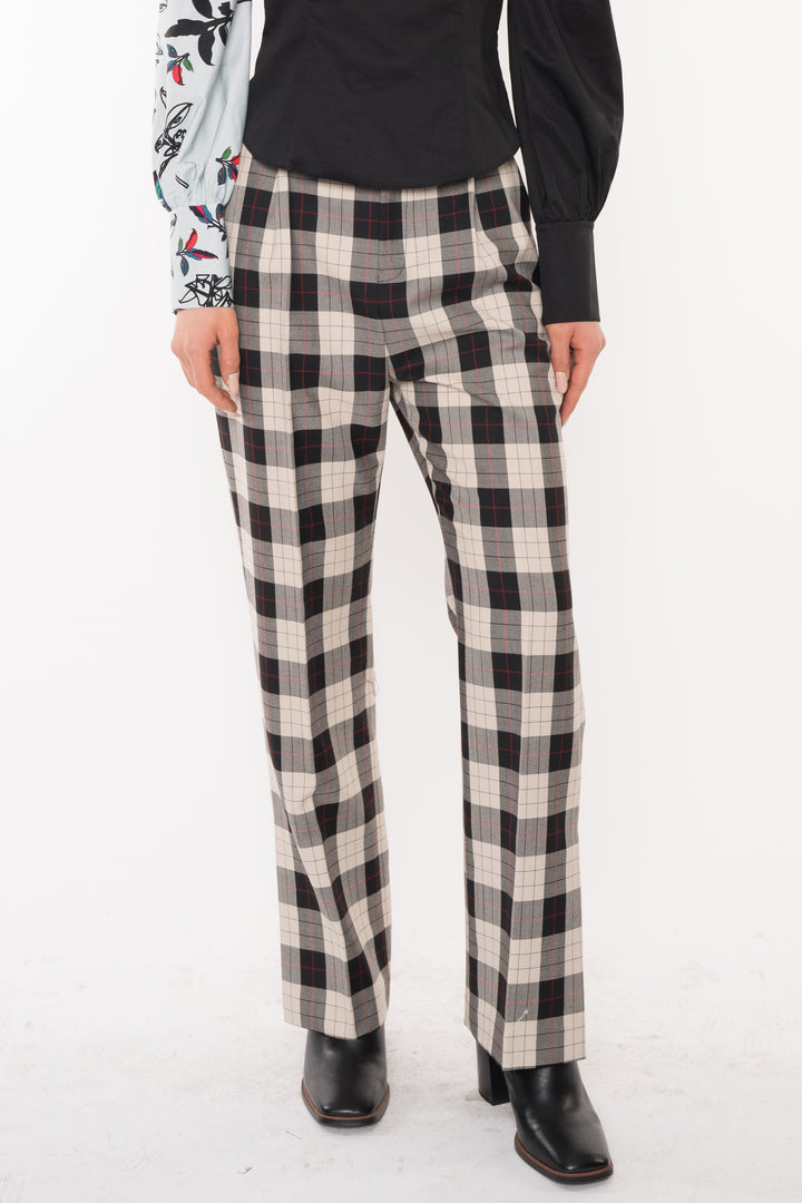 Wool Black and White Plaid Pants