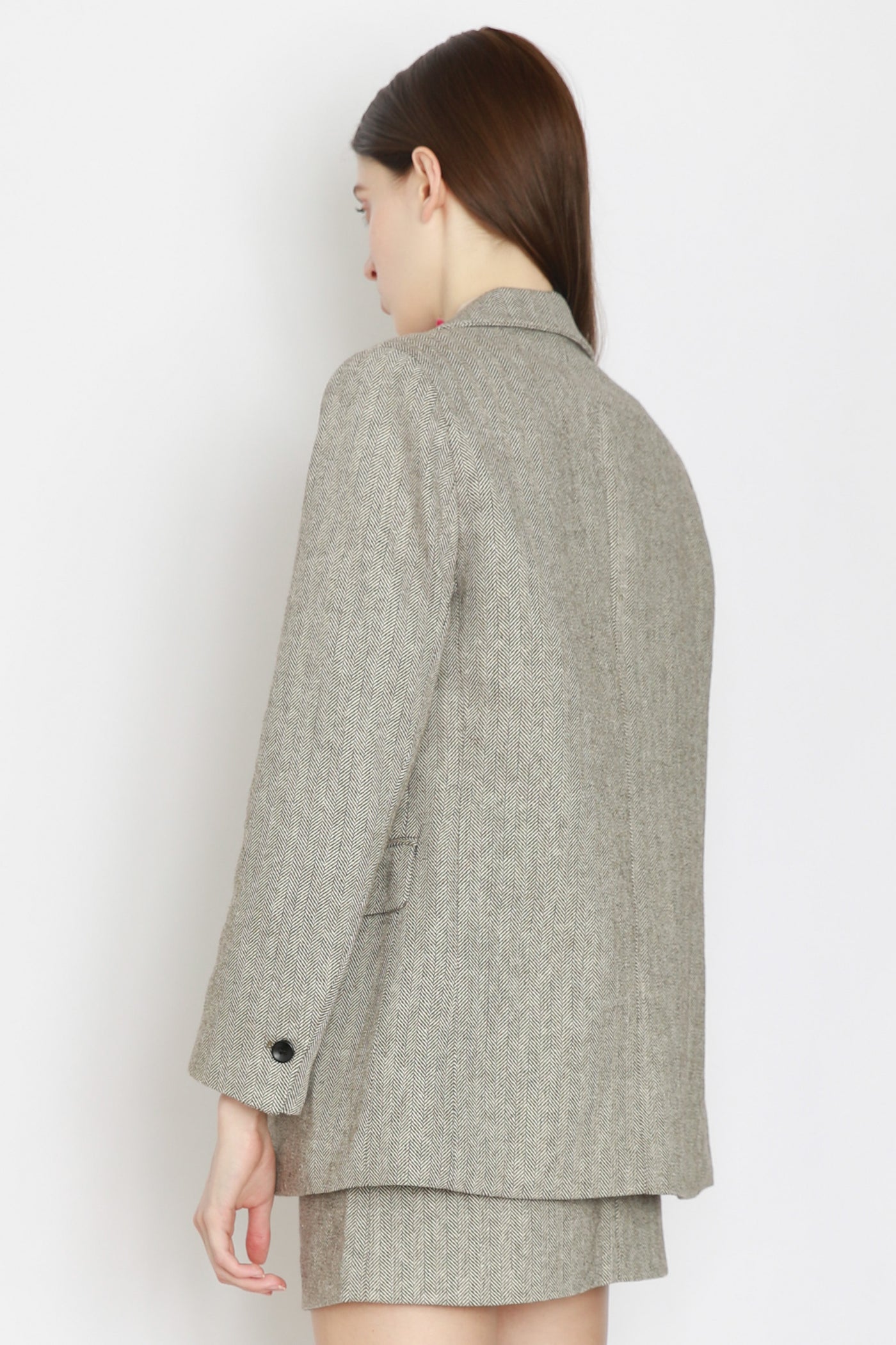Wool Grey Tweed Quilted Jacket