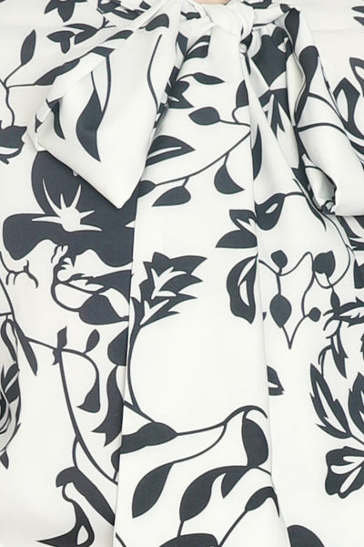 Silk Printed Black White Floral Blouse