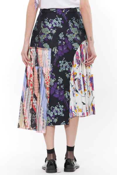 Silk Printed Deconstructed Midi Skirt
