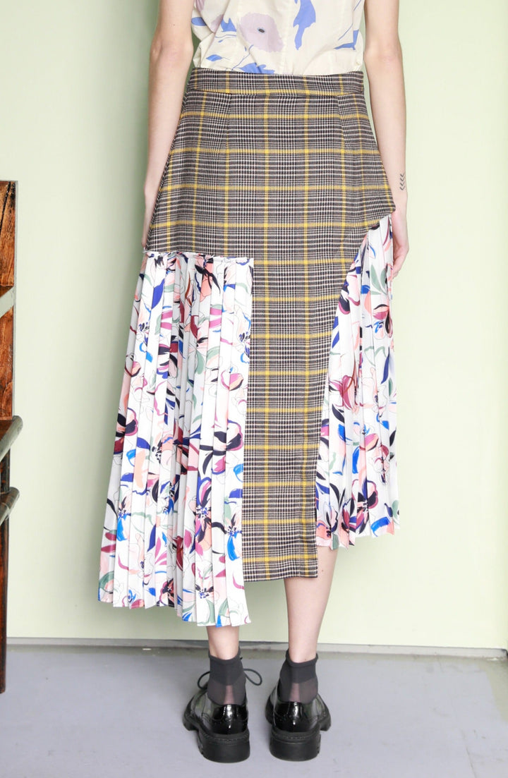 Plaid Silk and Wool Deconstructed Skirt