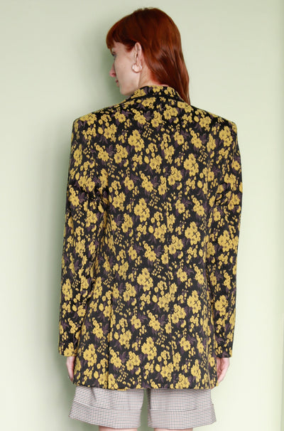 Yellow Floral Jacquard Wool Blazer