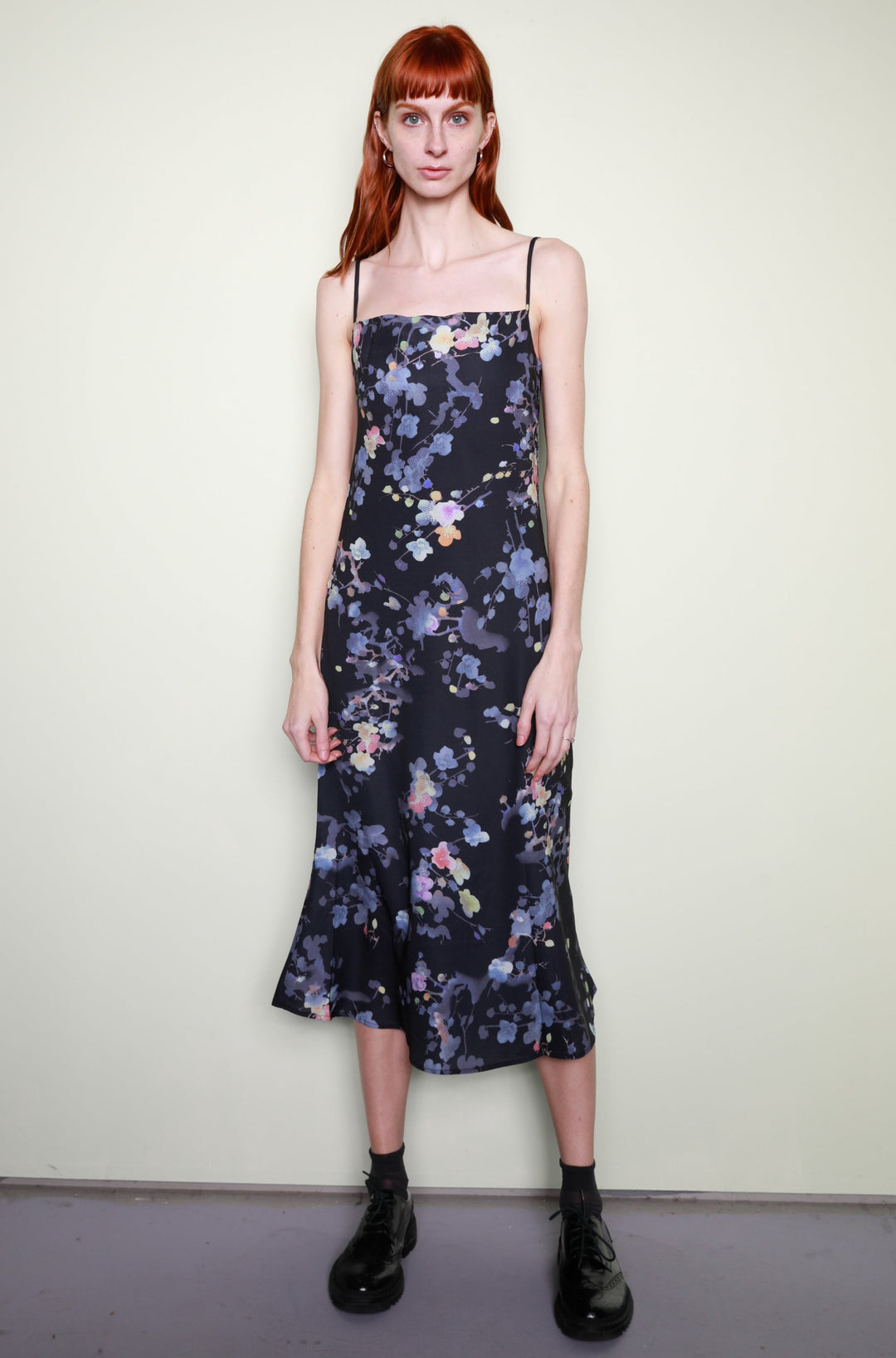 Silk Printed Blue Floral Slip Dress