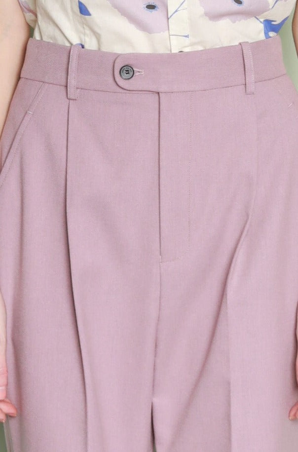 Wool Pink Tailored Pants