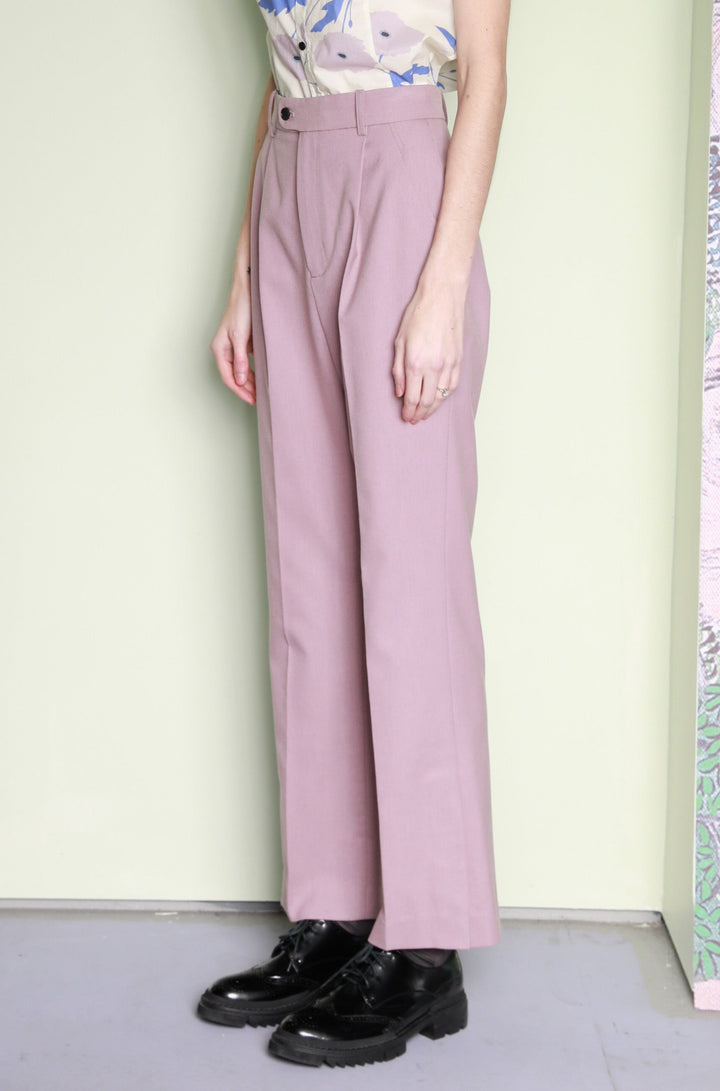 Wool Pink Tailored Pants