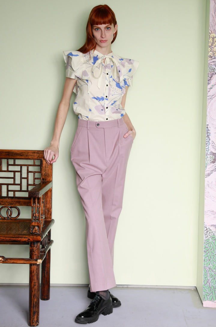 Wool Pink Tailored Pants