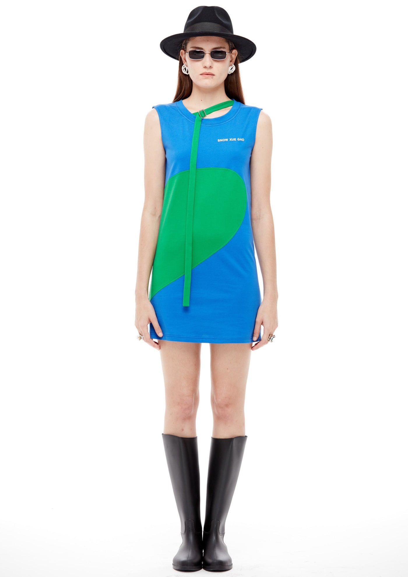 Blue and Green Collage Mini Dress