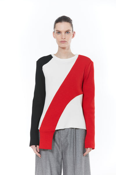 Wool Black/Red Collage Sweater