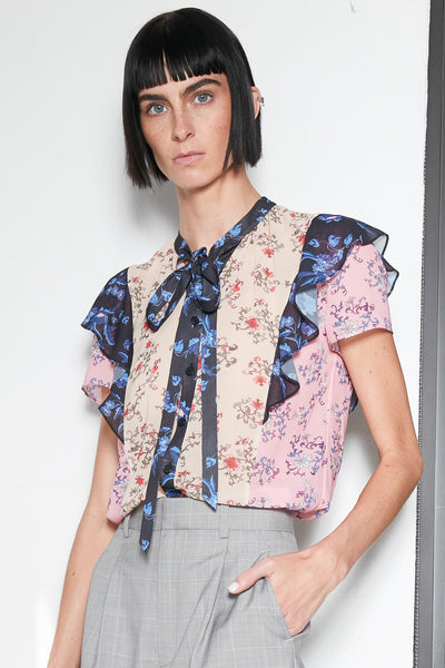 Silk Printed Mix Floral Blouse