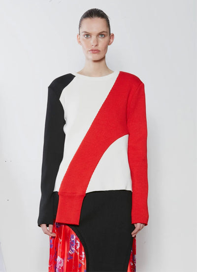 Wool Black/Red Collage Sweater
