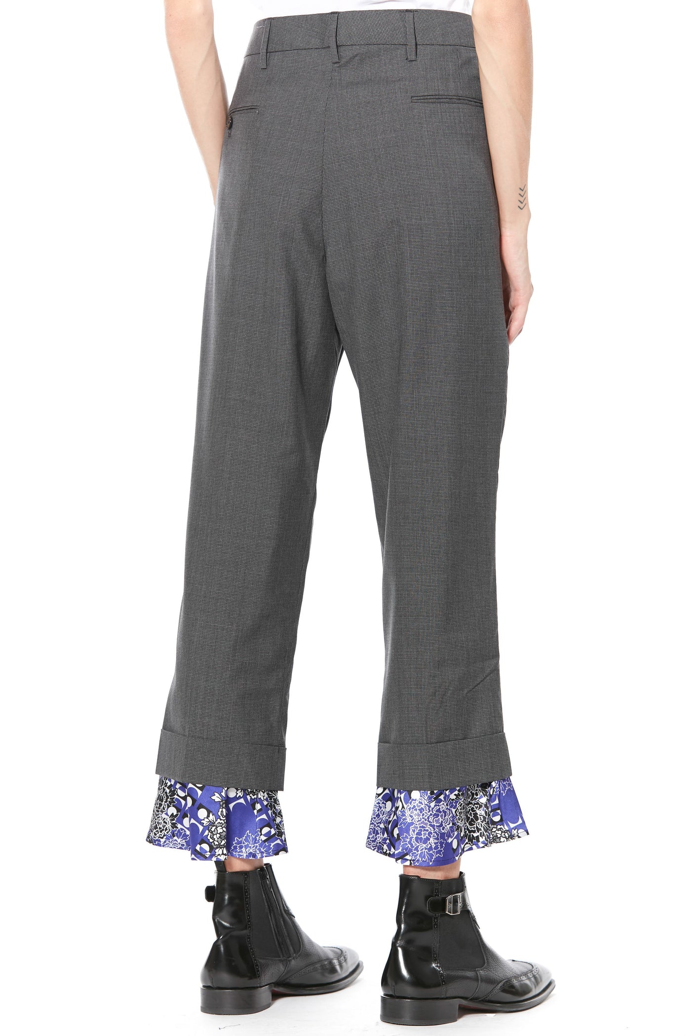 Pantalones con dobladillo estampado de lana ligera y seda